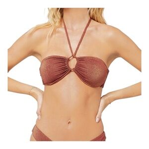 L*Space Dawn Bikini Top in Cafe Shimmer NWT